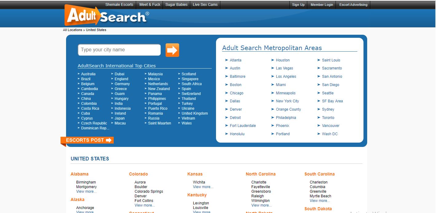 AdultSearch.com Review home page