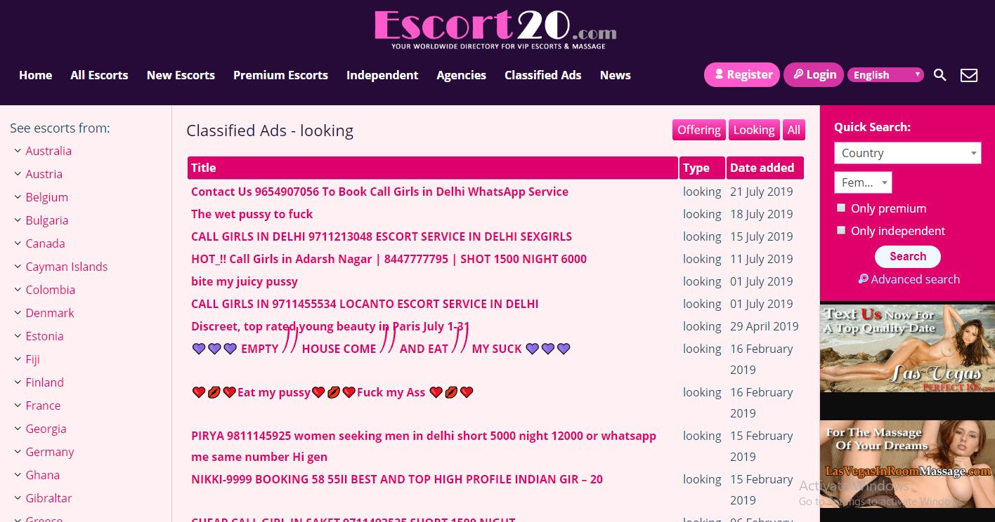 Escort20.com review classified ads