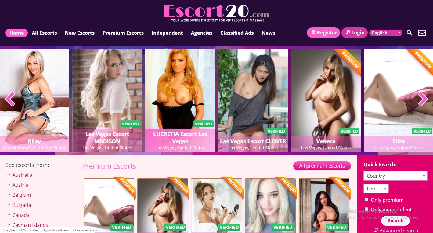 Escort20.com review home page