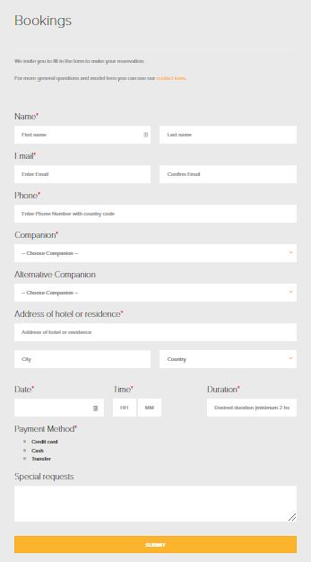 Top Companions review booking form