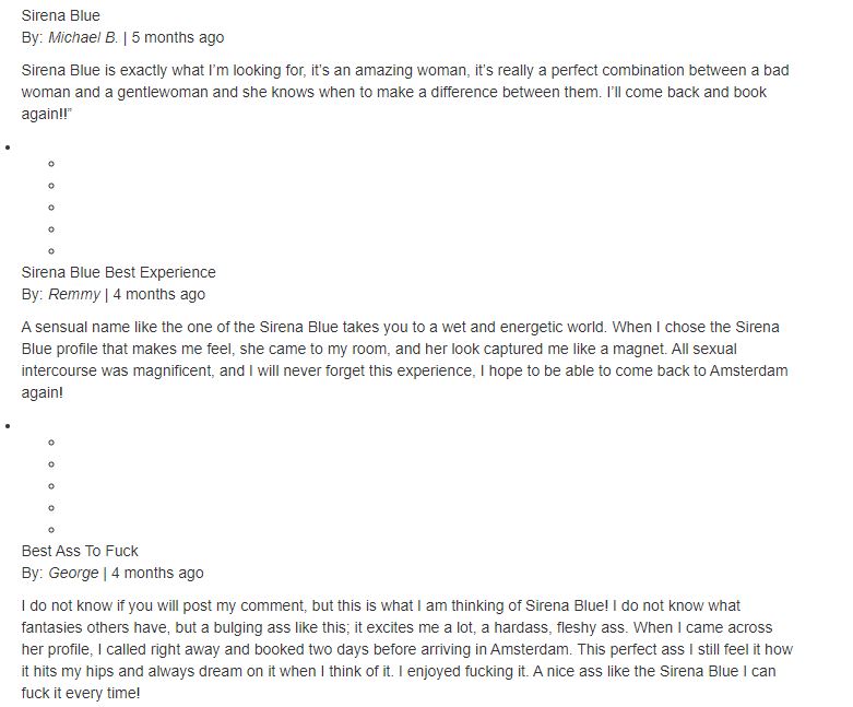 Girls Escort Amsterdam reviews from users