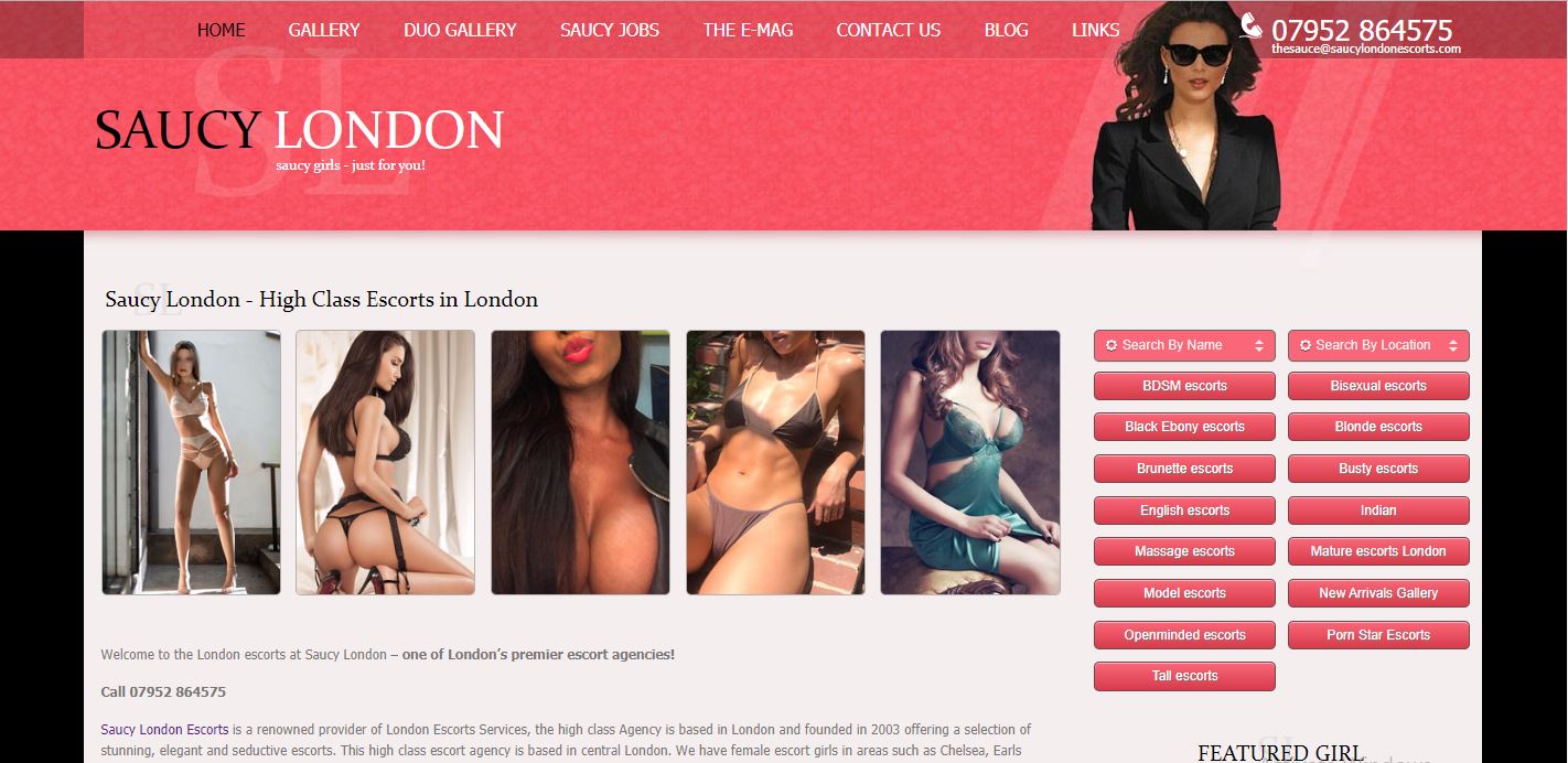 Saucy London Escorts review homepage