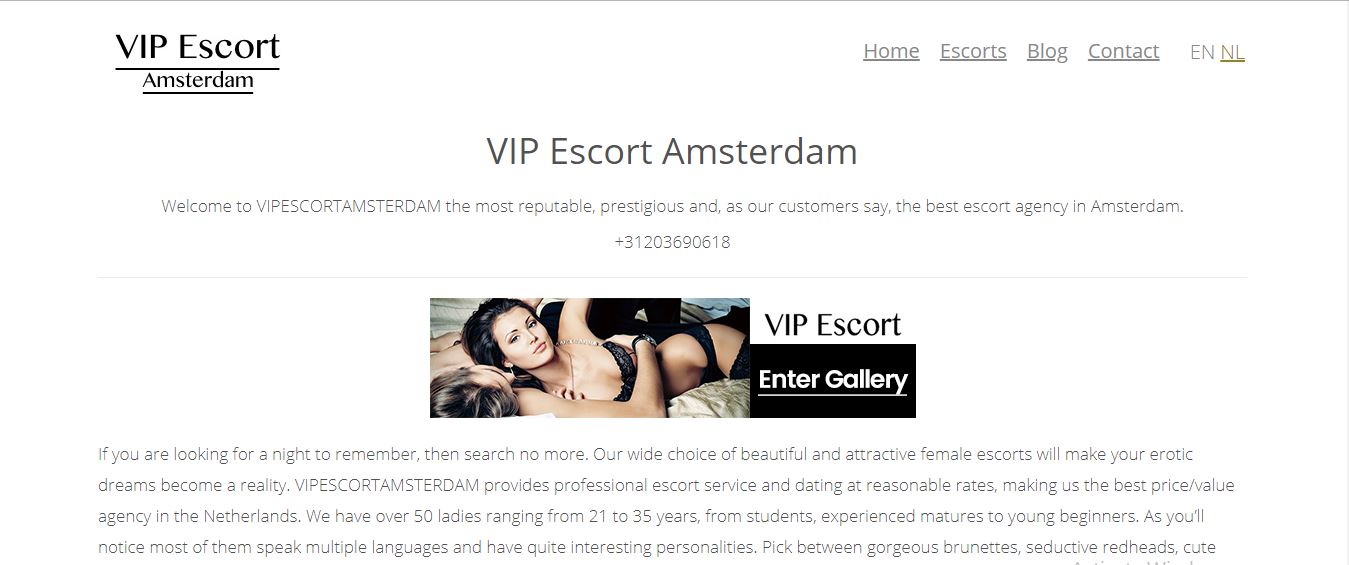 Vip Escort Amsterdam review homepage