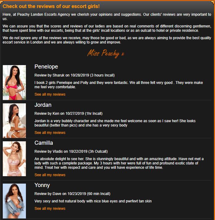Peachy Escorts Review visitor opinions