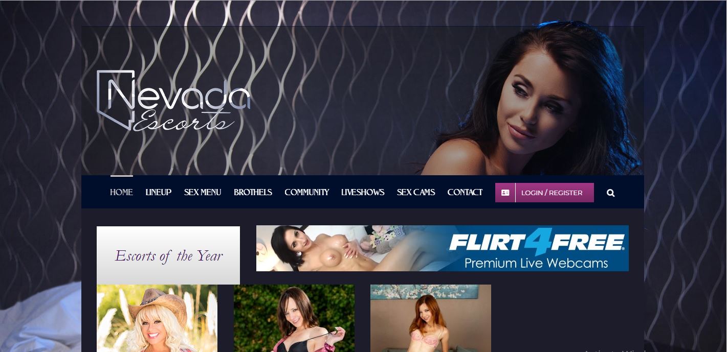 Nevada escorts review homepage screenshot