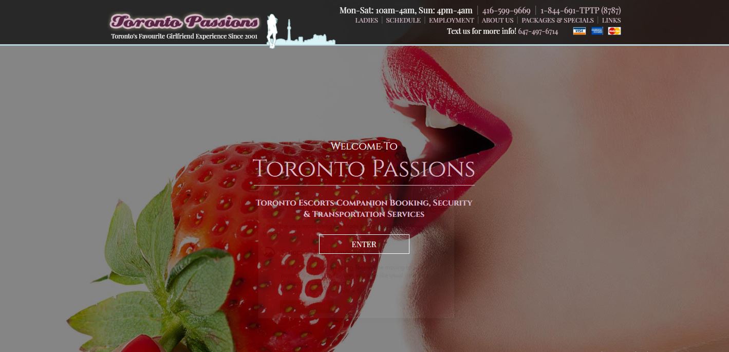 Toronto Passions Review homepage