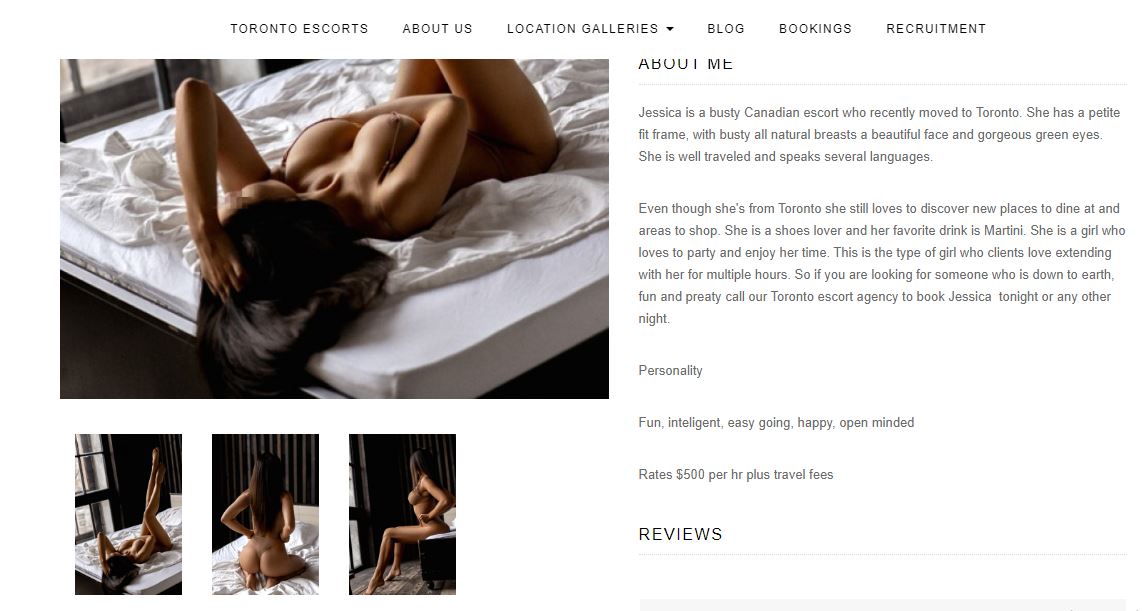 High Society Girls Review escort page example