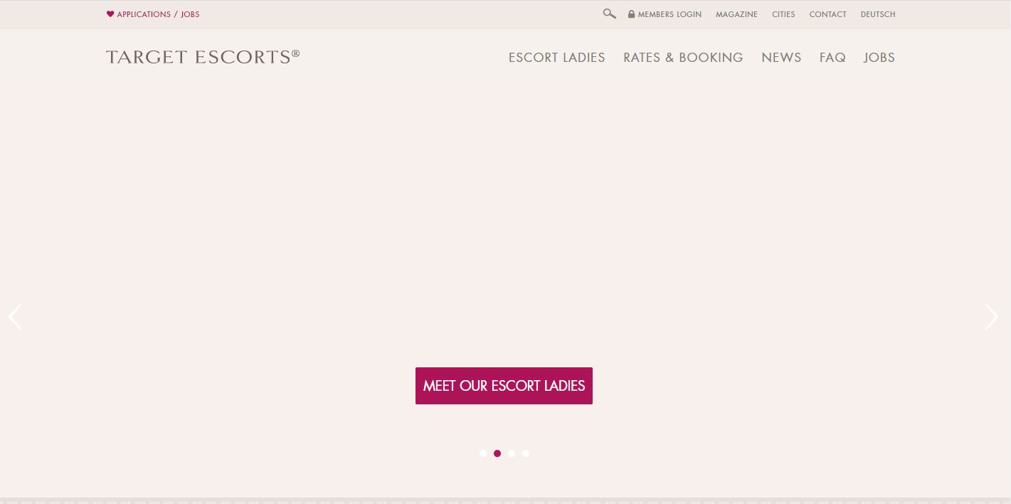 Target Escorts review homepage screenshot