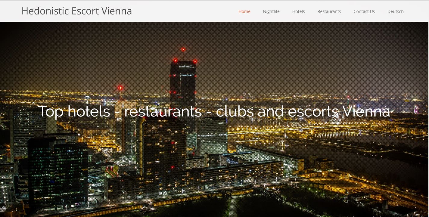 Hedonistic Escort Vienna review homepage screenshot