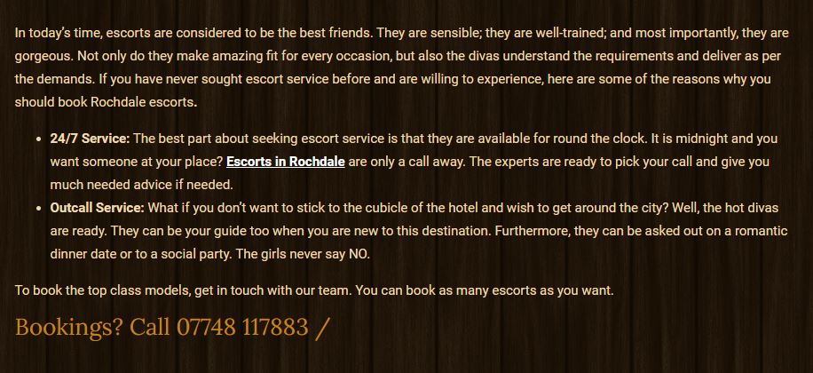 Rochdale Escorts UK review booking