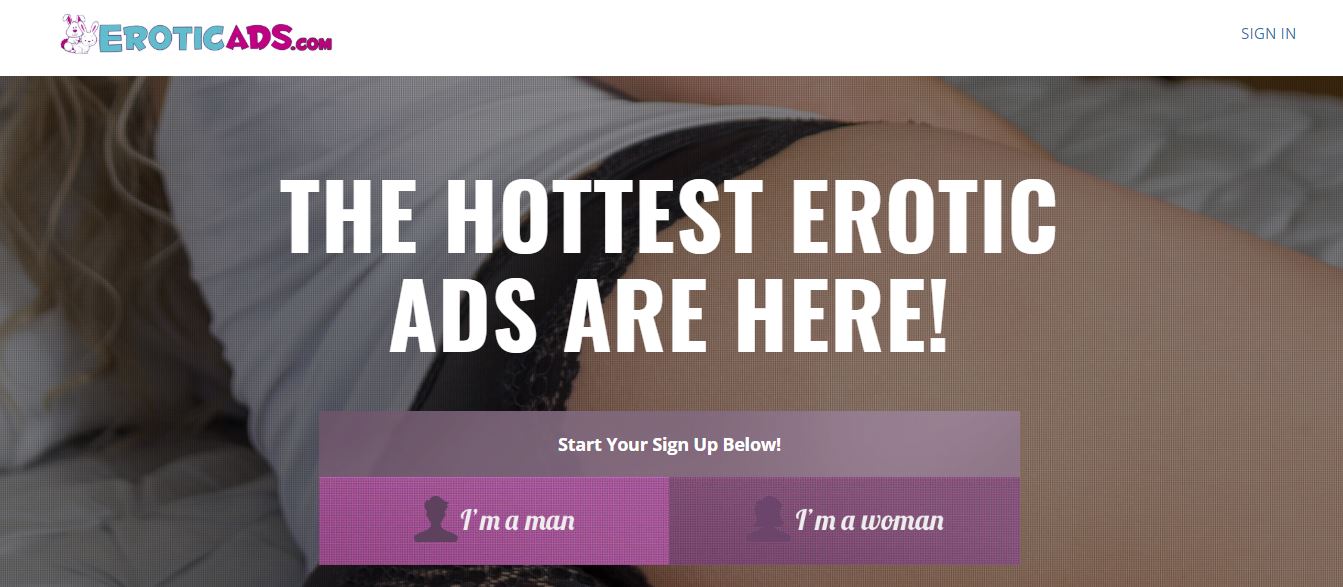 Erotic Ads Review homepage