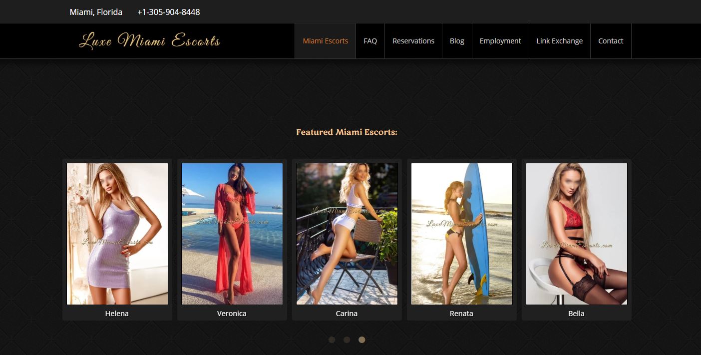Luxe Miami Escorts review home page