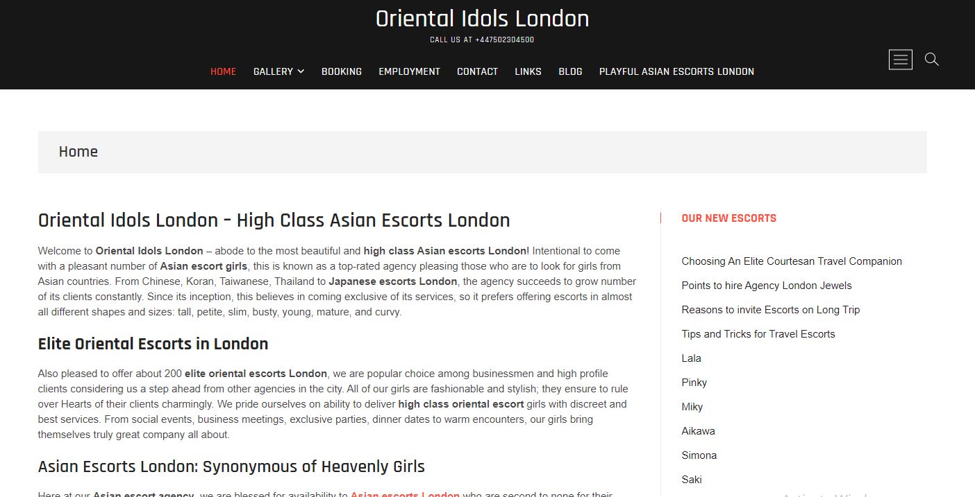 Oriental Idols London review home page